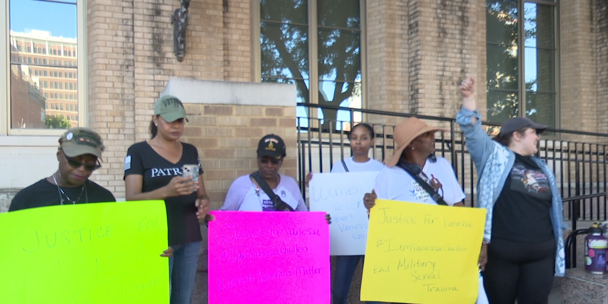 Veterans gather before Cecily Aguilar sentencing to raise awareness of sexual assault in the military