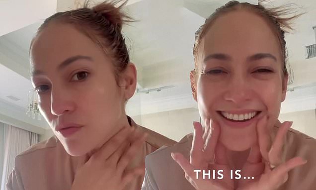 Jennifer Lopez goes barefaced while sharing her skincare routine in filter-free video as she raves…